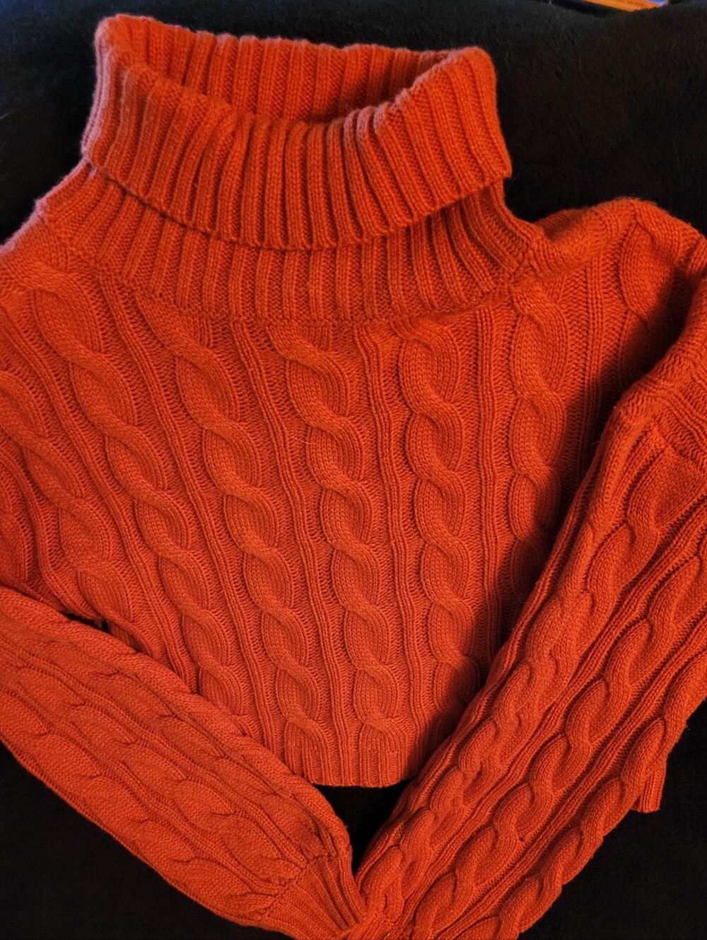 Better Be Orange Cable Knit Turtleneck Sweater